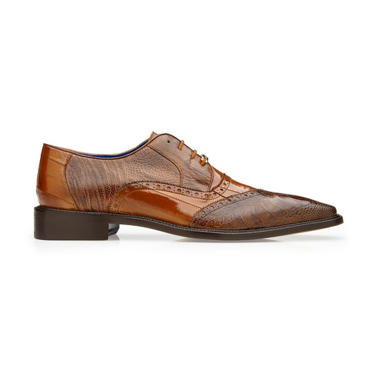 Belvedere Nino 0B4 Shoes Men's Antique Camel Eel Ostrich Split Toe Oxfords (BV1001)-AmbrogioShoes