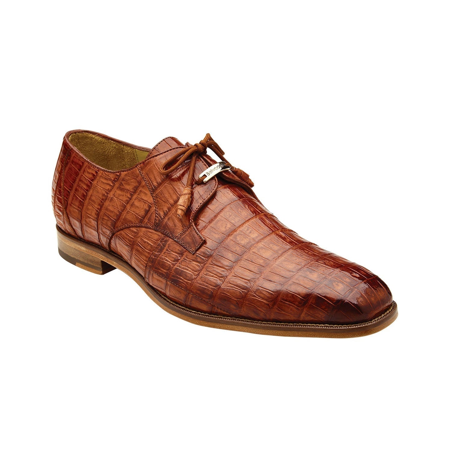 Belvedere R40 Umberto Men's Shoes Antique Sport Exotic Genuine Caiman Crocodile Derby Oxfords (BV3059)-AmbrogioShoes