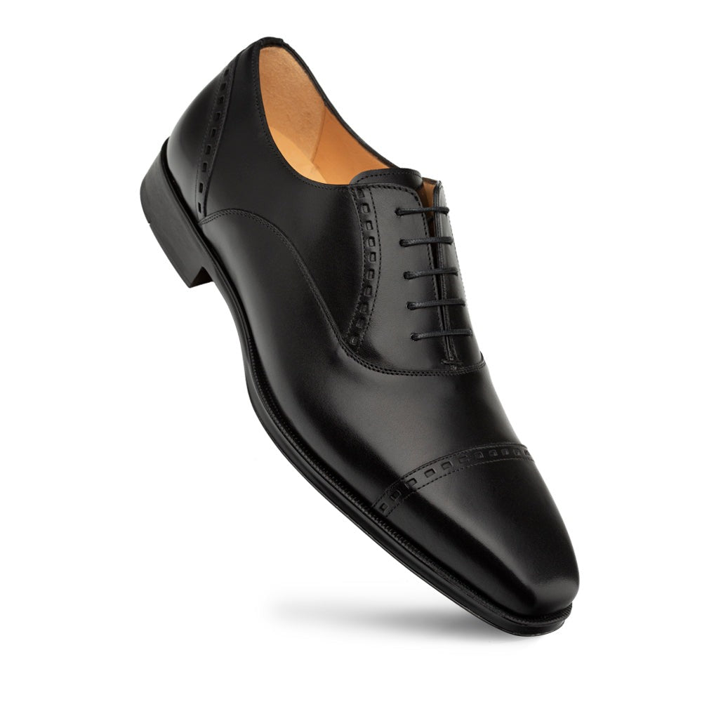 Mezlan Amero 20817 Men's Shoes Black Calf-Skin Leather Cap-Toe Oxfords (MZ3646)-AmbrogioShoes