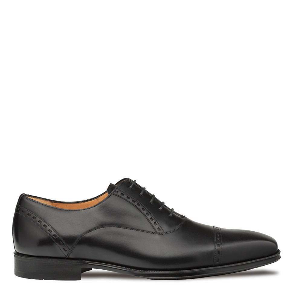 Mezlan Amero 20817 Men's Shoes Black Calf-Skin Leather Cap-Toe Oxfords (MZ3646)-AmbrogioShoes