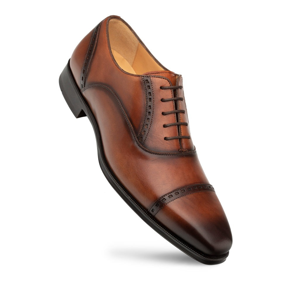 Mezlan Amero 20817 Men's Shoes Cognac Calf-Skin Leather Cap-Toe Oxfords (MZ3645)-AmbrogioShoes