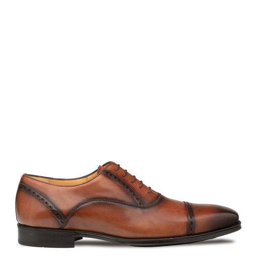 Mezlan Amero 20817 Men's Shoes Cognac Calf-Skin Leather Cap-Toe Oxfords (MZ3645)-AmbrogioShoes