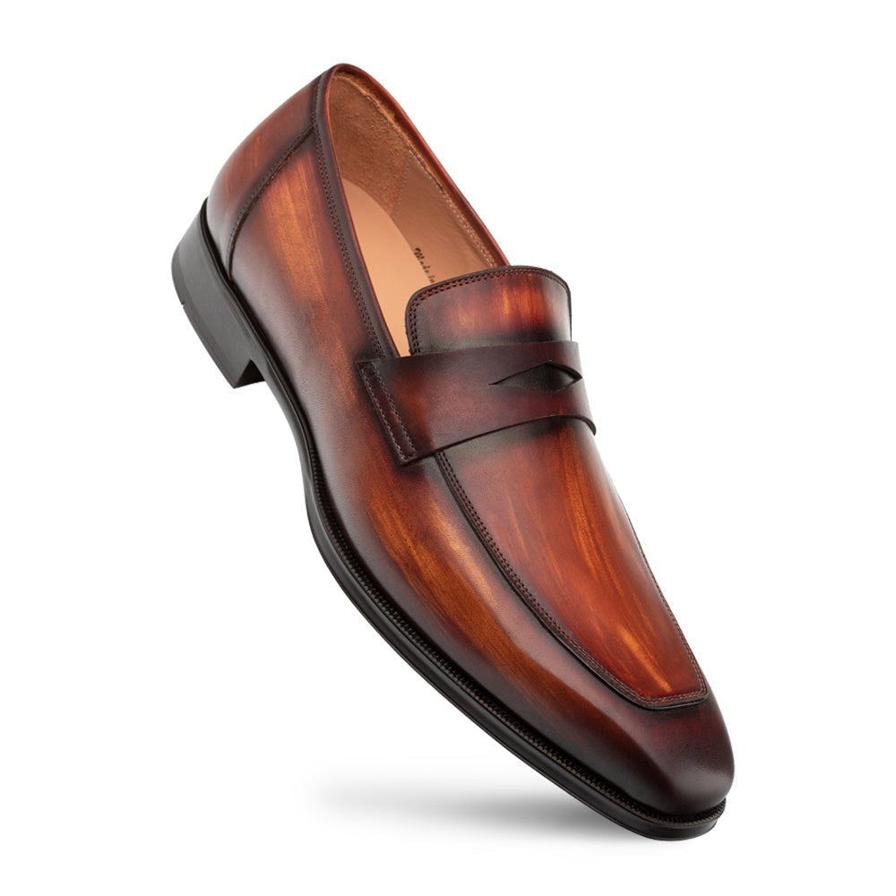 Mezlan Avenue 20910 Men's Shoes Cognac Calf-Skin Leather Penny Loafers (MZ3650)-AmbrogioShoes